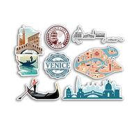 Feuille d'autocollants A5 Venise en vinyle - Ville italienne monuments timbres carte italie vacances voyage #78507