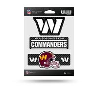 Feuille d'autocollants triples Washington Commanders unisexe pour adulte Rico Industries en fibre de carbone 5 x 7 feuilles US