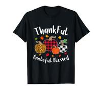 Feuille d'automne Thanksgiving Day Thankful Grateful Blessed Pumpkin T-Shirt Graphique avec Valeur