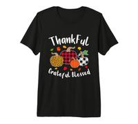 Feuille d'automne Thanksgiving Day Thankful Grateful Blessed Pumpkin T-Shirt Haut de Gamme