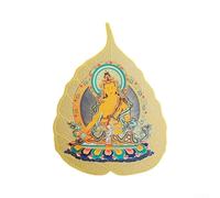 Feuille de Bodhi en cuivre 6,5 x 4,9 cm, huit gardiens jaune dieu Ksitigarbha Décoration dorée pour la maison et le sanctuaire de méditation (2 Le roi du Tibet)