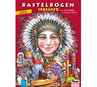 Feuille de bricolage indien avec tipis, totems, canoë, feu de camp et chevaux à découper, bricolage avec des enfants à partir de 6 ans papertoys jouets en papier