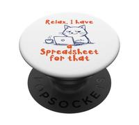 Feuille de calcul Chat drôle employé de Bureau Comptable PopSockets PopGrip Adhésif