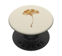 Feuille de Ginkgo dorée Aquarelle botanique Minimaliste Design PopSockets PopGrip Adhésif