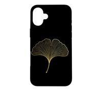 Feuille de Ginkgo Minimaliste. Design élégant de la Nature botanique dorée Coque pour iPhone 16 Plus