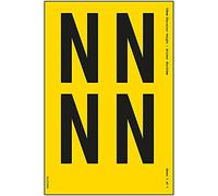 Feuille de lettre N - Hauteur des caractères 54 mm - 300 x 200 mm - Vinyle adhésif jaune