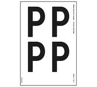 Feuille de lettre P - Hauteur du personnage : 54 mm - 300 x 200 mm - Vinyle autocollant