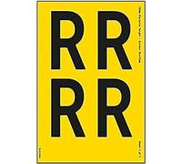 Feuille de lettre R - Hauteur du personnage : 76 mm - 300 x 200 mm - Vinyle adhésif jaune