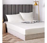Feuille de lit en Profondeur Roi, Feuille de lit en Coton en Soie en Soie Couvre de lit de lit netteur Protecteur de Matelas Non Glissant pour Double King-Snow_White_135cmx200cm * 25cm