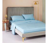 Feuille de lit Solide drapée avec Une Bande élastique litière Ordinaire de lit Queen Size mitanges de lit de lit -Lake_Blue_150cmx200cm * 25cm (1pcs)