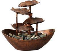 Feuille De Lotus Cascade D’Eau Caractéristique, Fontaine D’Eau en Cascade Créative, Fontaine D’Eau De Jardin avec Lumières LED, Chargement USB, C