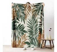 Feuille de Palmier Couverture Polaire 130x150 cm, Petit Plaid Plante Tropical Exotique, Doux et Légère Couverture Lit 1 Personne Jeté de Canapé en Flanelle pour Fille, Garçon, Adulte, Enfant, Ado