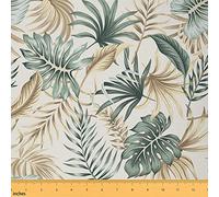 Feuille de palmier Tissu 276x150cm pour chaise, feuille de banane tropicale Tissus au Metre, plante de plage d'été Tissu couture pour ameublement et projets de bricolage pour la maison, vert beige