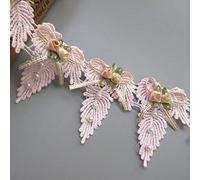 Feuille de Perle de 0,9 m Bordure en Dentelle Ruban Perles Fleur Edge 5 × 7.5 cm de Large Style Vintage Rose Bordure Garnitures Tissu brodée Applique à Coudre Craft Vêtements Broderie pour Mariage