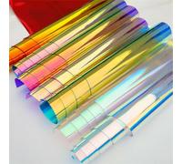 Feuille de PVC holographique transparente pour projets de bricolage, sacs, sacs à main, maroquinerie, pochettes cosmétiques et surfaces d'artisanat avec effet réfléchissant (20 x 30 cm, transparent)