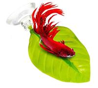 Feuille de Repos de Poisson Betta Feuille de Frai Betta Accessoires D'aquarium de Lit de Feuilles Artificielles Ornementales Simples et Doubles Couches Feuilles de Simulation avec Ventouse (4)