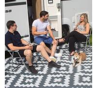 Tapis d'extérieur Valiant pour patio, jardin et terrasse - gris géométrique -...