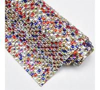Feuille de strass autocollante 24 x 40 cm avec verre carré en maille de cristal, rouleau autocollant pour robes, sacs et vêtements