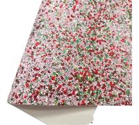 Feuille de tissu vinyle à paillettes épaisses rouges et vertes mélangées, doublure en feutrine simili cuir for la création nœuds autres loisirs créatifs Pour loisirs créatifs(8-21X29CM)