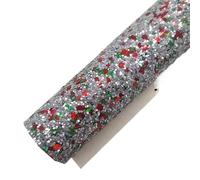 Feuille de tissu vinyle à paillettes épaisses rouges et vertes mélangées, doublure en feutrine simili cuir for la création nœuds autres loisirs créatifs Pour loisirs créatifs(1-30X134CM)