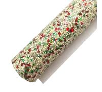 Feuille de tissu vinyle à paillettes épaisses rouges et vertes mélangées, doublure en feutrine simili cuir for la création nœuds autres loisirs créatifs Pour loisirs créatifs(9-30X134CM)