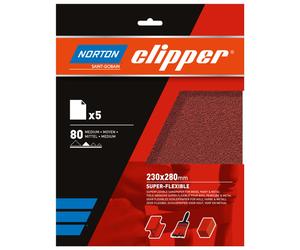 Feuille de toile abrasive super flexible - grain 80 - 230x280 mm - liasse de 5 pcs NORTON - 66261118247