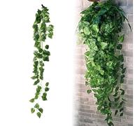 Feuille de vigne en soie avec structure de tige en plastique conçue pour imiter de vraies plantes pour une amélioration esthétique d'intérieur dans n'importe quel environnement (Epipremnum Aureum)