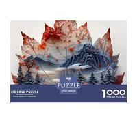 Feuille d'érable 1000 Pièces Thème Paysage Puzzle Adulte Un Puzzle Difficile Jeu Éducatif Défi Jouets Enfants Jeu De Puzzle pour Toute La Famille Décoration De La Maison 38x26cm/1000pcs