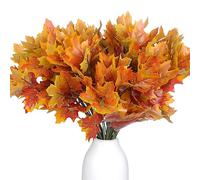 Feuille d'érable Artificielle 7 Branches 6pcs Feuilles d'automne arbustes artificiels Feuilles 'Automne Paquets pour Le Jardin de la Maison décoration de Table grâces Thanksgiving