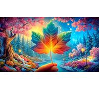 Feuille d'érable Puzzle 1000 Pieces Cadeau Unique Jeu éducatif défi Jouet de qualité supérieure Peinture Art pour Adultes et Enfants à partir de 14 Ans 75x50cm/1000pcs