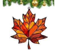 Feuille d'érable vitrail à suspendre - Ornement en acrylique en forme de feuille d'automne | Panneau décoratif pour mur et fenêtre | Fournitures de fête de Thanksgiving - Décoration d'intérieur
