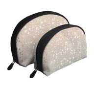 Feuille d'étoile d'or Glamour Vintage Scintillante, Trousse de Maquillage Coquille Femme Petit Porte-Monnaie Trousse de Toilette Trousse à cosmétiques 2 pièces