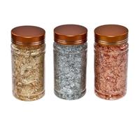 Feuille d'or flocons imitation feuille métallique or pour Nail Art peinture argent Rose 3 bouteilles