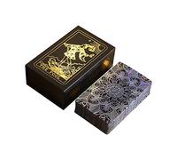 Feuille d'or Tarot Deluxe Set 12 * 7cm Bronzant PVC Étanche Résistant À l'usure Coffret Cadeau Set Carte De Jeu De Société Gold Foil Tarot, Laser,12 * 7cm