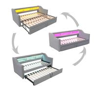 Feuille épaissie Canapé - lit extensible 90 / 180 x 190 cm, compartiment de rangement multifonctions, lampe LED et prise USB avec