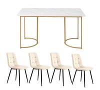 Feuille épaissie Ensemble de salle à manger (5 pièces) Table de salle à manger avec 4 chaises Ensemble de table de cuisine modern