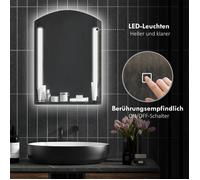 Feuille épaissie kleankin Miroir de salle de bain avec éclairage, miroir mural avec 3 couleurs de lumière, miroir lumineux IP44 av