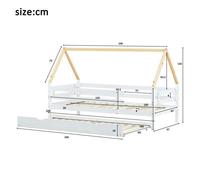 Feuille épaissie Lit cabane, lit de jour, lit simple, lit d'enfant, lit gigogne, lit coulissant avec roulettes en bas, bois massif