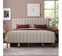 Feuille épaissie Lit double rembourré 180 x 200 cm, cadre de lit avec sommier à lattes et tête de lit réglable, lit rembourré en g