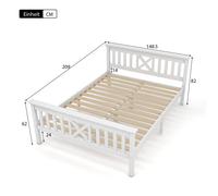 Feuille épaissie Lit en bois Lit double en cadre de lit avec sommier à lattes Lit en bois avec tête de lit - 140 x 200 cm bois mas