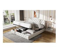 Feuille épaissie Lit rembourré 180*200 avec sommier à lattes et tête de lit, lit pour adolescents, lit rembourré avec tête de lit