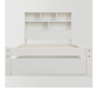 Feuille épaissie Lit simple en bois massif avec tiroirs et sommier à lattes, bibliothèque adolescents et adultes Lit d'enfant, 90x