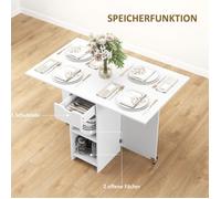 Feuille épaissie table à manger pliante table à manger de cuisine mobile pour 2 - 4 personnes avec étagère ouverte 1 tiroir tabl