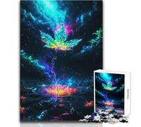 Feuille éthérée sur Un Fond Cosmique - Puzzle de 1000 pièces pour Adultes - Activité ludique et Cognitive pour des Surprises joyeuses - Dimensions:38x26cm