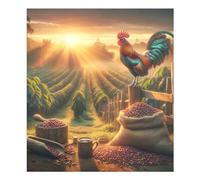 Feuille magnétique autocollante coq et grains de café pour lave-vaisselle, machine à laver, réfrigérateur, panneau autocollant pour appareil de cuisine, 66 x 58,4 cm