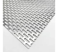 Feuille perforée en acier inox 304 avec trous oblongs 5x25 mm, panneau métallique durable, idéale comme plaque décorative pour projets DIY, intérieurs et extérieurs(Thick: 1.25mm,35cm*40cm)