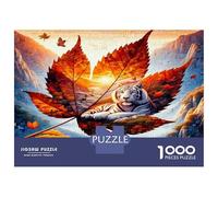 Feuille Renard Automne 1000 Pièces Puzzle Premium Art végétal fantaisiste Coffret Puzzle Carton Solide - Ultra Dur pour Couples, Top Noté, Cadeau Noël Parfait pour Tout Le Monde 70x50cm/1000pcs