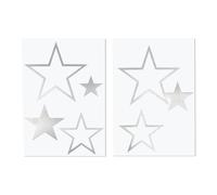 Feuille Transf.Etoiles - P.Repasser,6 Pces, Argent, 4 - 14,5 X 4 - 11,5cm, 2feuilles