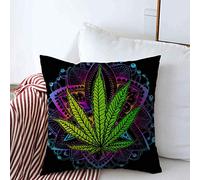 Feuille Verte Herbe Cannabis Dope Trippy Delusion Interdite Euphorie Housses De Coussins Doux Housse De Coussin avec Fermeture Éclair Taie Oreiller pour Salon 45X45Cm