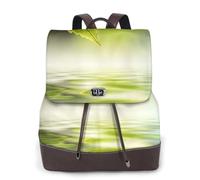 Feuille verte se reflétant dans l'eau de la rivière,Sac à dos imperméable pour femme, sac à dos de voyage léger en cuir PU tendance
